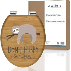 SCHÜTTE No Hurry klozeto sėdynė su švelnaus uždarymo mechanizmu, klozeto sėdynė su dangčiu, medinis klozeto dangtis su motyvu (didžiausia klozeto sėdynės keliamoji galia: 150 kg), medžio spalvos