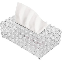 Crystal Comestic Box 22 × 13 × 8 cm stačiakampio formos sidabro spalvos dekoratyvinių audinių dėžutė, metaliniai blizgučiai blizgučiai Kosmetikos audiniai Staliniai audiniai Popieriaus audinių dėžutė miegamajam Vonios kambarys Gyvenamasis ka