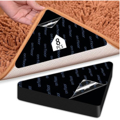 SESIIduo 8 Stück Greifer für Teppiche, doppelseitige Teppich-Pads für Hartholzböden, waschbares Teppichband für Teppiche, rutschfeste Griffe, halten Sie Ihre Teppichecke an Ort und Stelle und flach