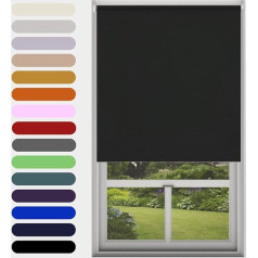 Blackout Audinys Premium Roller Blind Metalinis laikiklis atspalvis UV apsauga Šiluminės savybės Namų biuras Miegamasis Vaikų kambarys Vaiko saugus juodas 60 cm pločio x 165 cm ilgio