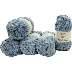 500 g Ilkadim Export Chenille Kūdikių mezgimo siūlai Paprastoji kūdikių vilna 5 x 100 g Poliesterio mezgimo vilna Super Bulky, Paprastoji kūdikių vilna (tamsiai pilka 100-30)