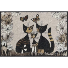 Salonloewe Rosina Wachtmeister skalbiamas durų kilimėlis Gatti Con Fiori 50 x 75 cm Katės durų kilimėlis Spalvotas