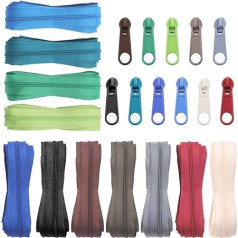 33 jardai 11 spalvų #3 Siuvimo užtrauktukai rinkinys Nailono ritės užtrauktukai su 110 vienetų užtrauktuko šliaužiklių, skirtų 