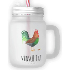 Ponas ir ponia Panda Personalizuota geriamoji stiklinė Mason Jar Rooster Grain - Personalizuotos dovanos, Personalizuota Mason Jar, Kiemo gyvūnai, Spausdinta