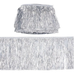 MAYJOYDIY 10 m × 15 cm pločio Tinsel Fringe Trim Metallic Fringe Trim Gainsboro spalva Lace Shiny Tinsel Tinsel Tassel Fringe Trim for DIY Dresses Clothing Sewing Crafts Party Decoration
