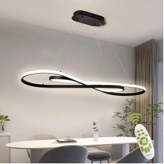 AHRHSM LED pakabinamas šviestuvas Valgomojo stalas Modern Dimmable Valgomojo stalo lempa 57 W reguliuojamo aukščio pakabinamas šviestuvas su nuotolinio valdymo pulteliu Valgomojo kambario lempa valgomojo virtuvei (juoda)