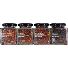 Čili dribsniai: Chili Habanero Red Savina dribsniai - 50g, Chili Habanero Scorpion Trinidad Butch T dribsniai - 60g.