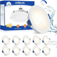 Įleidžiamas LED prožektorius, 10 x 6 W LED Spot 230 V IP65 4000 K neutralios baltos spalvos 400 LM, įleidžiami šviestuvai vonios kambariui, lubų prožektoriai, 68-80 mm, įleidžiami prožektoriai, baltos spalvos, skirti