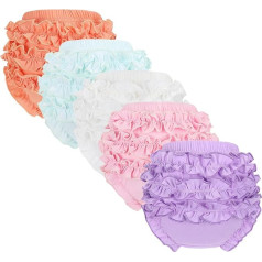 Ruffle vystyklų dangtelis 5 Pack - Baby Bloomers mielas medvilnės šortai mergaitėms kelnaitės kelnaitės kūdikiams mergaitėms