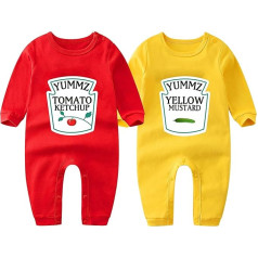 culbutomind Kūdikių dvyniai Bodysuit Berniukas Mergaitė Romper Yummz Pomidorų garstyčių spalva Raudona geltona Pramogos Kūdikių Pramogos Dovanos Gimimo Kūdikių drabužiai
