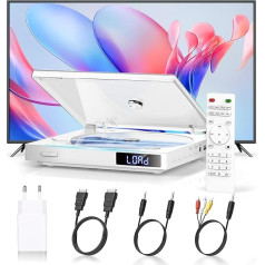 HDMI DVD grotuvas televizoriui, DVD grotuvas televizoriui su visais nemokamais regionais, mini DVD grotuvai su USB prievadu, atminties atkūrimu, nuotolinio valdymo pultu, HDMI, RCA ir AUX kabeliais