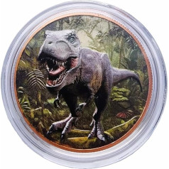 28,3 g 3D T Rex dinozauro spalvos .999 prabos vario apvalus rutulys kapsulėje - itin didelis reljefas