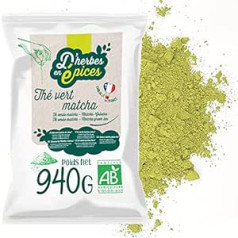 From Herbs to Spice, Matcha Green Tea, 940 g, Green Tea in Large Quantities from China, Certified Organic and Fair Trade