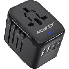 Kelionių adapteris visame pasaulyje Universalus kelionių kištukas su 2 USB ir 2 USB C tarptautiniais kištukiniais lizdais Kelionių adapteris visame pasaulyje Vokietijai, JAV, Anglijai, Australijai