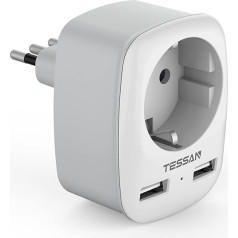 TESSAN adapteris Italija USB, kelioninis adapteris Italija su 2 USB 2,4 A, kištukinio lizdo adapteris Italija L tipo, kelioninis kištukinis lizdas Italija Vokietija, kištukinis lizdas Italija, Čilė, Urugvajus