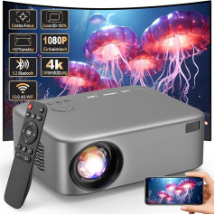 FRESHDEW projektorius, 4K FHD 1080P Smart WiFi 6 Bluetooth 5.2 26000L lauko/namų kino vaizdo projektorius su trikoju, skirtas 