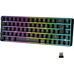 EMPIRE GAMING - 2024 Neu - K508 Kompakte Kabellose Gaming-Tastatur (Französisch) - Bluetooth/2.4G/Typ-C - PS4/PS5/PC/Mac - RGB apšvietimas - 23 Anti-Ghosting-Tasten - Schwarz