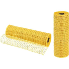 sourcing map Juta-Netzband, 25,4 cm x 9,2 m, PP, dekoratives Netzband, Geschenkband für Weihnachtskranz, Schleifen, Weihnachten Basteln, Party, Dekoration, Girlanden (Goldton mit Goldfolie, 2 Stück)