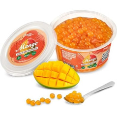 INSPIRE FOOD Burbulinės arbatos karoliukai Mango burbulinei arbatai | Popping Boba karoliukai, tapijokos vaisių karoliukai ir Boba karoliukai - 100 % veganiški ir be glitimo, be dirbtinių dažiklių, 450 g