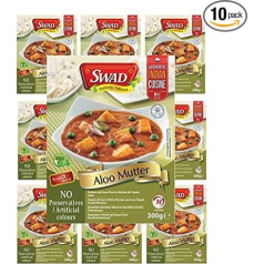 Aloo Nuts 300 g Original India Ready Meal Greitai paruošiamas maistas Tik šiluma Vegan Pack of 10