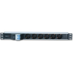 Maitinimo juosta 19 colių stovo 1u 250v/16a 6xschuko, 3m