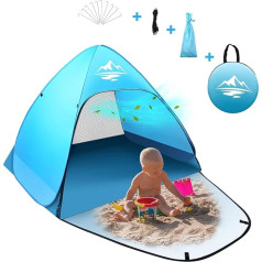 Mimajor Beach Shelter, Pop Up Beach Tent, Automatic Portable Pop Up Tent, Sun Protection Tent for 2-3 People, UV Protection 50+, Camping Tent, Wind Protection, Small Pack Size for Families, Beach with