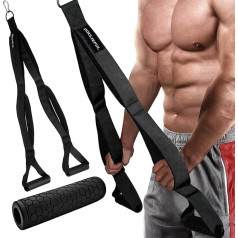 GOULIKFUL Triceps virvė, kabelio tvirtinimas, pratybų rankenos, didesnė judėjimo laisvė, treniruoklių salė ir namai, daugiafunkcinė treniruočių virvė su minkšta paminkštinta rankena, veido ir stūmimo priedais