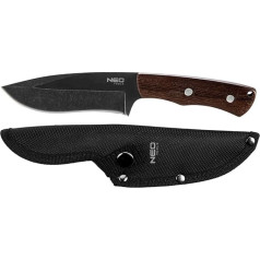 NEO TOOLS Išgyvenimo peilis 22 cm, geležtė 9 cm, sulankstoma konstrukcija, 420 nerūdijantis plienas, daugiafunkcinis, peilis, švilpukas, flinta, veržliaraktis, stiklo laužtuvas, diržo spaustukas, plastikinė rankena