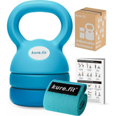 kure.fit Reguliuojamas kettlebell | 5lb - 12lb | Kettlebell svarmenų rinkinys namų sporto salei | Viso kūno treniruotės, jėgos treniruotės, svorio metimas | Fabric Booty Band | Pradedantiesiems ir moterims |