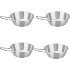 4Pcs Nerūdijančio plieno plienas Camping Cookware BBQ Cup Bowl Praktiniai stalo įrankiai Camping Cup Cookware Set