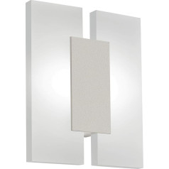 EGLO LED Wandleuchte Metrass 2, 2 flammige Deckenlampe, Wandlampe, Wandbeleleuchtung für Innen aus Aluminium in Silber und satiniertem Kunststoff, Wohnzimmerlampe, LED Flurlampe warmweiß
