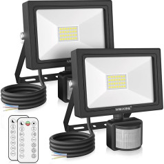 MEIKEE 25 W LED prožektorius su judesio jutikliu, nuotolinio valdymo pulteliu 2100 LM 6500 K Cool White Super ryškus 3 režimai 10 ryškumo lygių Lauko prožektorius IP66 Vandeniui atsparus žibintas sodo garažui Sportui