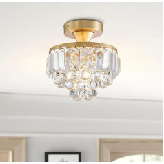 BESTIER Modern Gold Crystal Semi-Flush Chandelier Apšvietimas LED lubų šviesos lempa Valgomasis kambarys Vonios kambarys Miegamasis Gyvenamasis kambarys Skersmuo 23 Aukštis 26