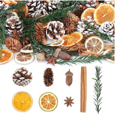 Wlicon Zimtduftende Tannenzapfen Natürliche Tannenzapfen Orange Zitronenscheiben Weihnachten Zimtstangen für Vase Füllstoff Weihnachtsbaum Ornament Weihnachtskranz Herstellung Supplies DIY Handwerk
