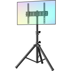 WHYFONE TV stovas 26-55 LCD LED colių plokščiam ir lenktam televizoriui, 4 aukščio reguliavimai 15° pakreipiamas TV stovas iki 35 kg maks. VESA 400 x 400 mm