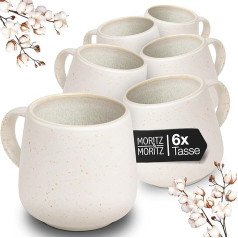 Moritz & Moritz Solid Plain Mug Set for 6 People, Grey, Modern Stoneware Cup Set, Microwave & Dishwasher Safe, Cups with Handle for Coffee, Tea, Hot Chocolate, Cappuccino