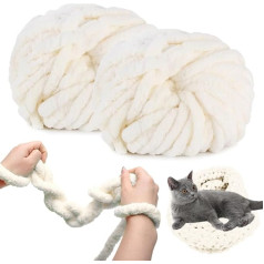 RANJIMA stori vilnoniai siūlai, 2 x 250 g stambios rankų mezgimo vilnos, minkšta rankų mezgimo vilna, stambūs mezgimo minkšti vilnoniai siūlai, stori vilnos siūlai, skirti nėrimui, audimui, naminių gyvūnėlių lizdams, antklodėms, amatininkų 