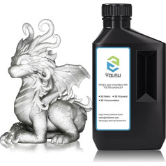 YOUSU 3D spausdintuvo metalinė derva, 1 kg greitai kietėjančios 3D dervos, magiško metalo efekto fotopolimerinė derva LCD DLP 3D spausdinimui (1000 g, metalinė sidabrinė)