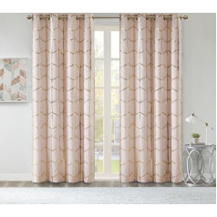 Intelligent Design Raina Total Blackout Metallic Print Grommet Top Single Curtain Panel Thermal Insulated Light Blocking Drape for Bedroom Living Room and Dormitory, 50 x 63 cm, Blush/Gold, 1 vnt.
