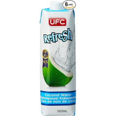 UFC Pure Coconut Water 100% grynas kokosų vanduo Tailandas 1 litro pakuotė (6 vienetų pakuotė)