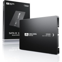 SANZANG SATA SSD 256 GB, 2,5 colio vidinis kietasis diskas SATA III 6 Gb/s, iki 500 MB/s skaitymo, 450 MB/s rašymo, 3D NAND, suderinamas su nešiojamaisiais ir stacionariais kompiuteriais, S500