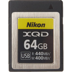 Nikon XQD Professional atminties kortelė 64 GB (iki 440 MB/s skaitymo ir iki 400 MB/s rašymo sparta) Hybrid Z 6II, Z 6, Z 7II, Z7, Reflex D6, D5, D850, D500