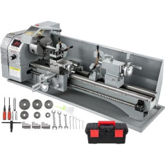 PAKJEL Mini-Metalldrehmaschine 8,7 x 29,5 Zoll / 220 x 750 mm, 750 W, stufenlos einstellbare Geschwindigkeit, LED for Gegenflächendrehbohren