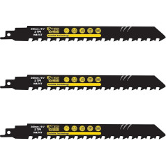 3 x SabreCut SCRS1543HM_3 Volframo karbidas 240mm 2TPI S1543HM Mažas plytų porolonas Pluoštinis cementas Betonas Tiesus stūmoklinis pjūklas, suderinamas su 