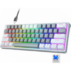 AULA F3261 Mechaninė žaidimų klaviatūra, 60 proc. klaviatūra, žaidimų klaviatūra, žaidimų klaviatūra su kabeliu, maža, RGB kompiuterio klaviatūra, skirta kompiuteriui / stalui / PS / Xbox, QWERTY, mėlyni jungikliai