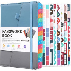 Yuemsh Passwort-Managementbuch mit Alphabetischen Karten für Senioren, Passwort-Notizbuch für detaillierten Zugriff auf die Internetadresse, B Einfach zu bedienen