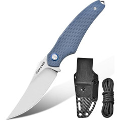 Harnds Shark Lauko peilis Fiksuotas peilis su Kydex dėklu D2 plieno geležtė Idealus stovyklavimo peilis Premium išgyvenimo peilis Bushcraft peilis (pilkas - satininis)