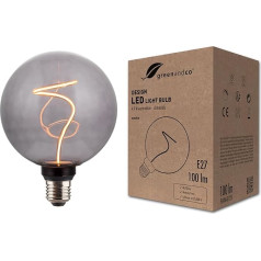 greenandco Vintage dizaino LED lempa nuotaikingam apšvietimui Dimmable E27 G125 4,9 W 100 lm Smoke 1800 K Extra Warm White 320° 230 V Flicker-Free