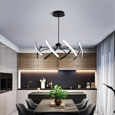 LSYPY Modernus LED šviestuvas Dimmable Living Room Pendant Light, LED pakabinama šviesa Valgomasis stalas, Auksinis šviestuvas - Kietas kabantis valgomojo stalo šviestuvas (juodas, 8 galvutės)