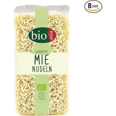 BIOASIA Bio Mie makaronai, kvietiniai makaronai be kiaušinių, greitai ir lengvai paruošiami, vegetariški (8 x 250 g)